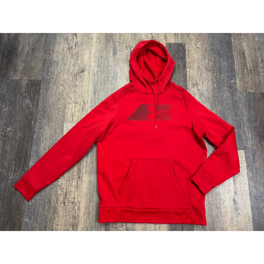 Under Armour Mens Red Fleece Lined Pullover Hoodie Graphic Logo Small SM P CH